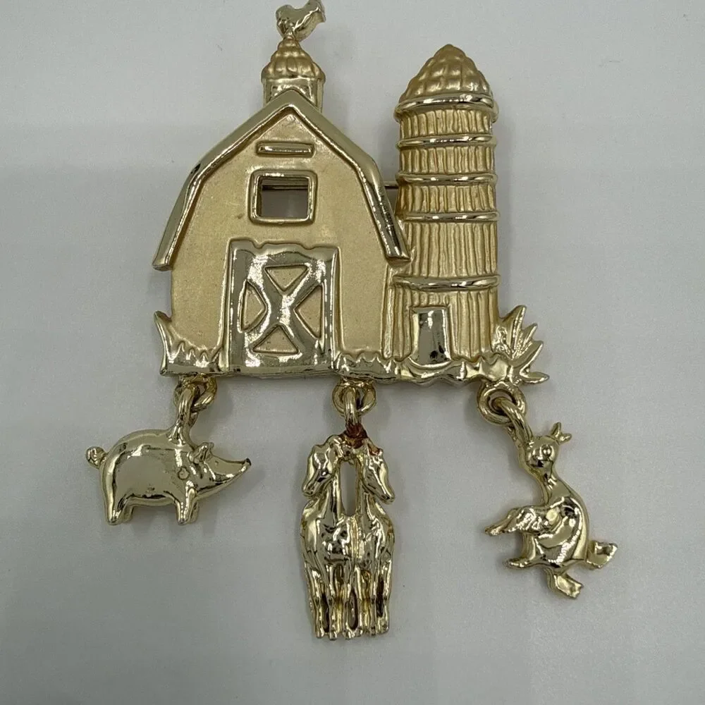 Vintage Barn Charms Brooch Pin Antique Estate Style Lot Find - Unsigned